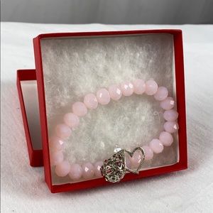 Bracelet Cancer Awareness Pink Crystal Charms